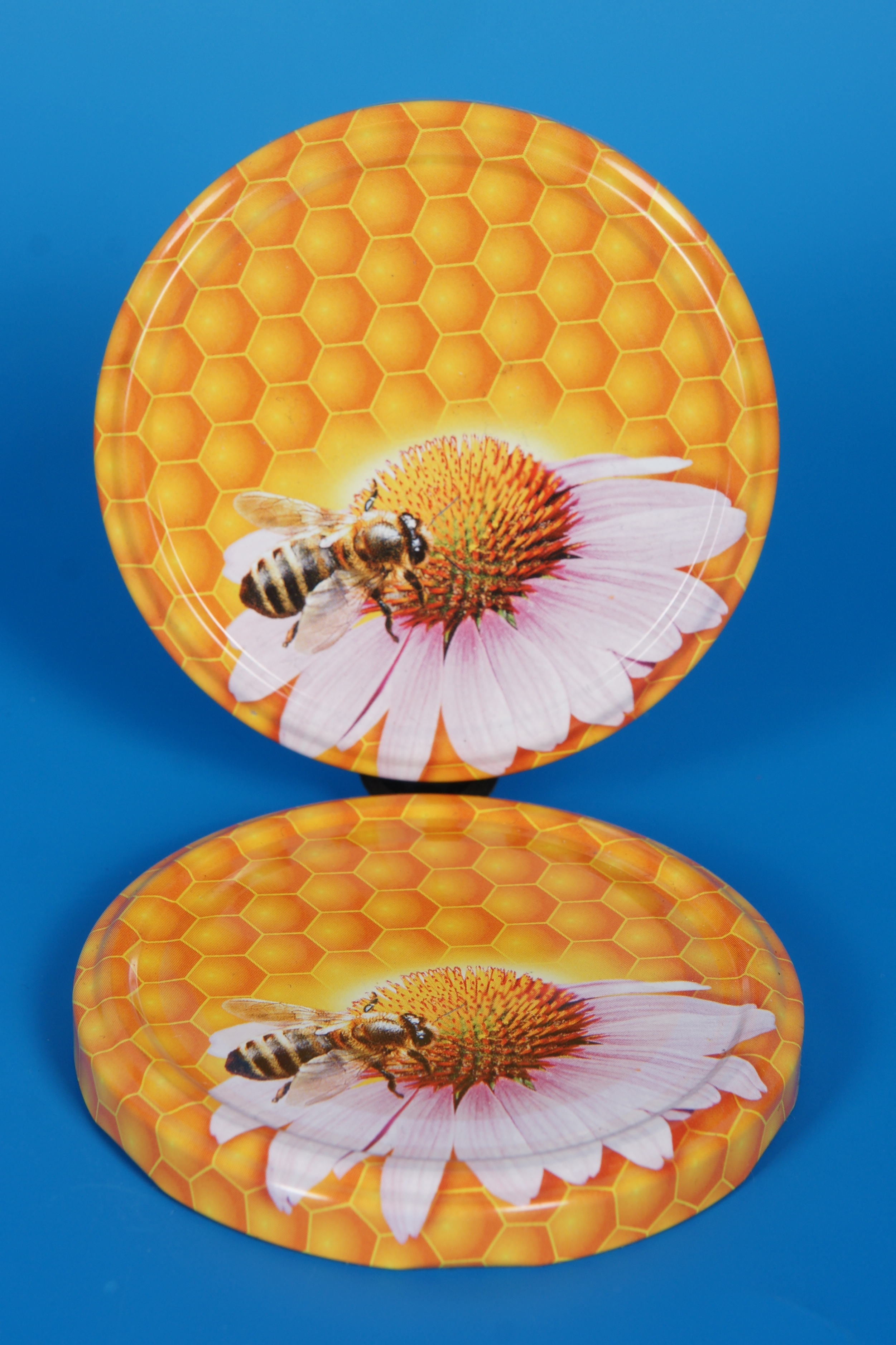 V0087 - Víčko na sklenice včelka,plástev,kopretina
